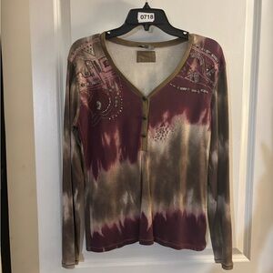 Marc Aurel Tie-Dye Long Sleeve Top sz 42/ XL